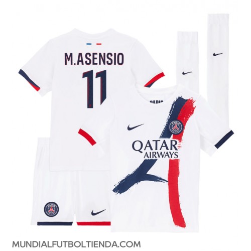 Camiseta Paris Saint-Germain Marco Asensio #11 Segunda Equipación Replica 2024-25 para niños mangas cortas (+ Pantalones cortos)